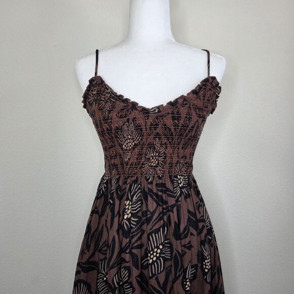 Free People Sweet Nothing Midi/Maxi Dress Women Med Brown Patina Combo Vacation - Picture 7 of 15